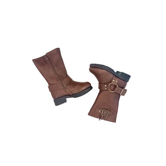 FabKids Brown Tall Harness Moto Boots - Size 5T - Picture 7 of 7